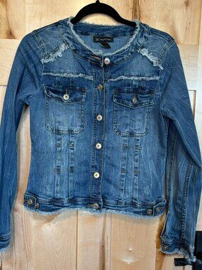 INC International Concepts Distressed Seam Denim Jean Jacket S Small